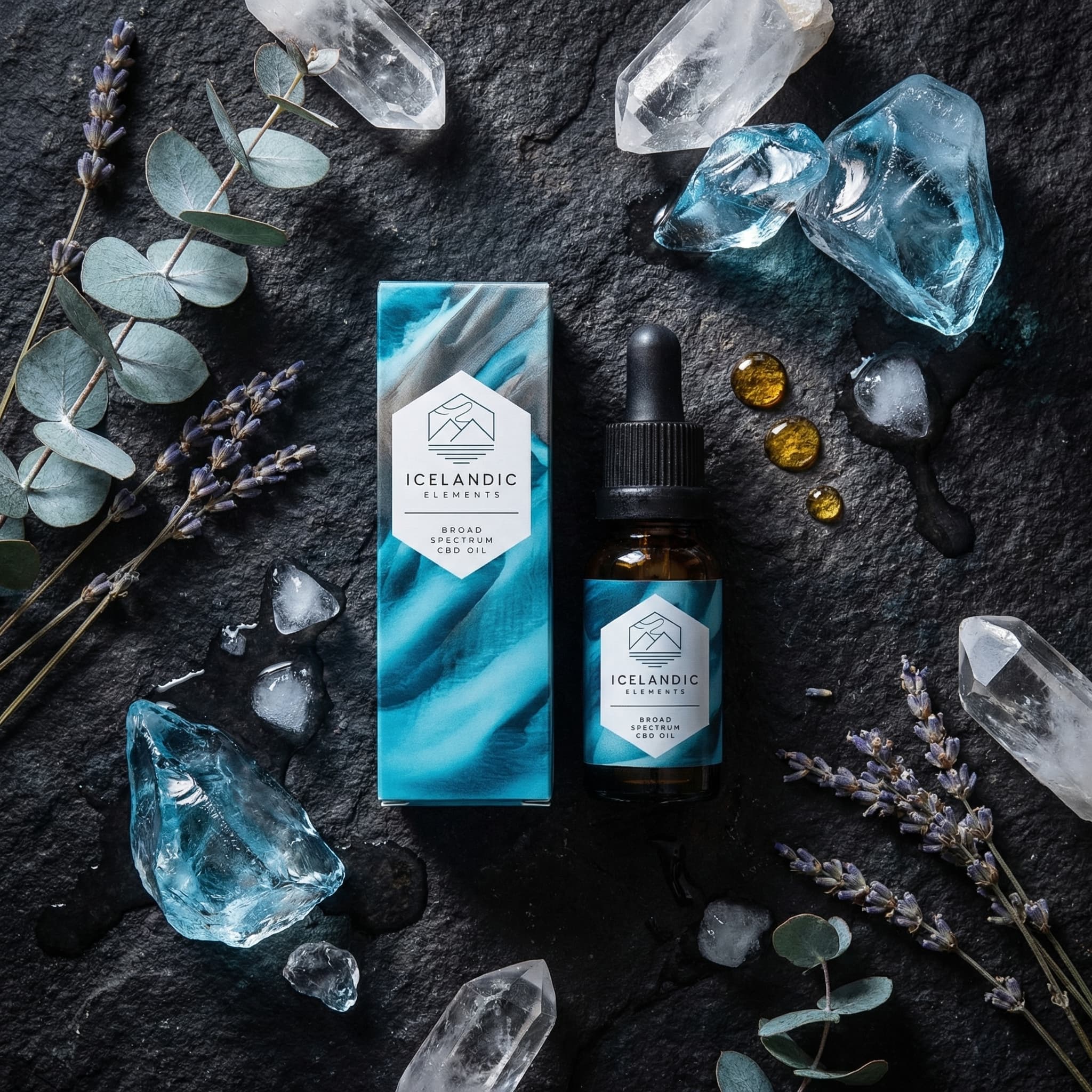 Broad Spectrum CBD Oil — flatlay